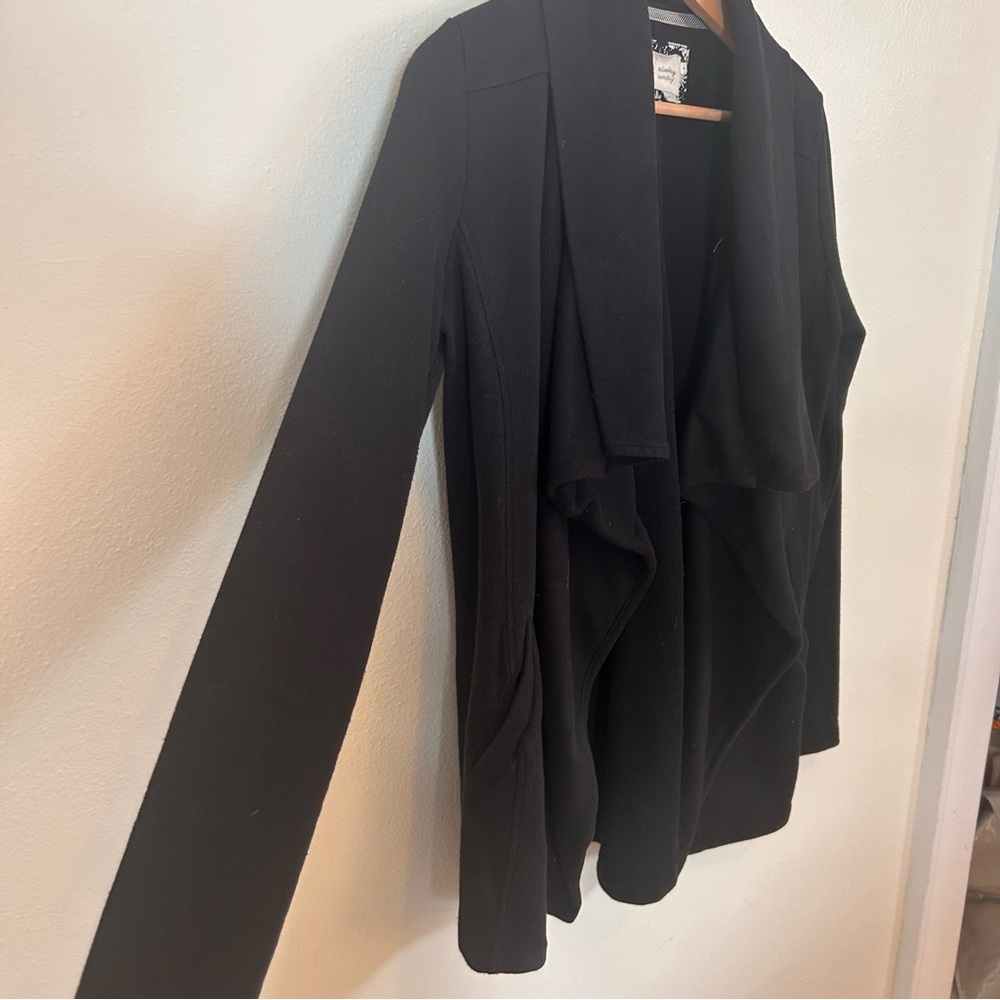 Black Anthropologie Saturday Sunday Convertible Hooded Open‎ Cardigan Size Small - Picture 3 of 8
